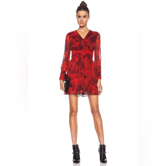 Pierre Balmain Mulberry Silk Dress Red and Black Animal Print Size EU 42 GUC - Picture 1 of 10